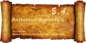 Balkovics Anasztáz névjegykártya